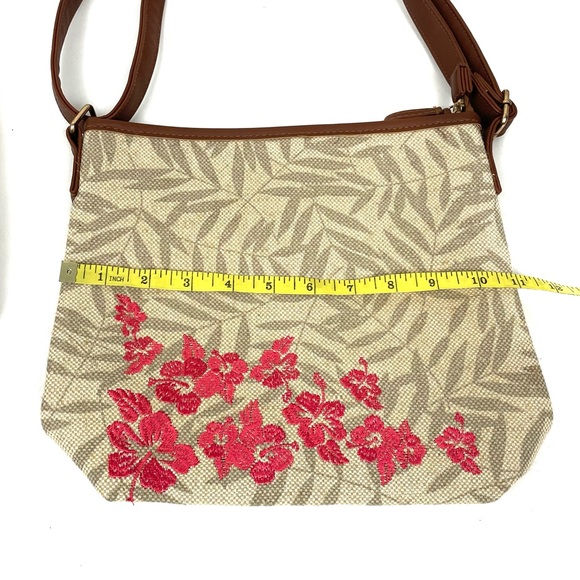 Embroidered Flowered Tan & Pink Jute Tote & Purse NWOT - Picture 7 of 13